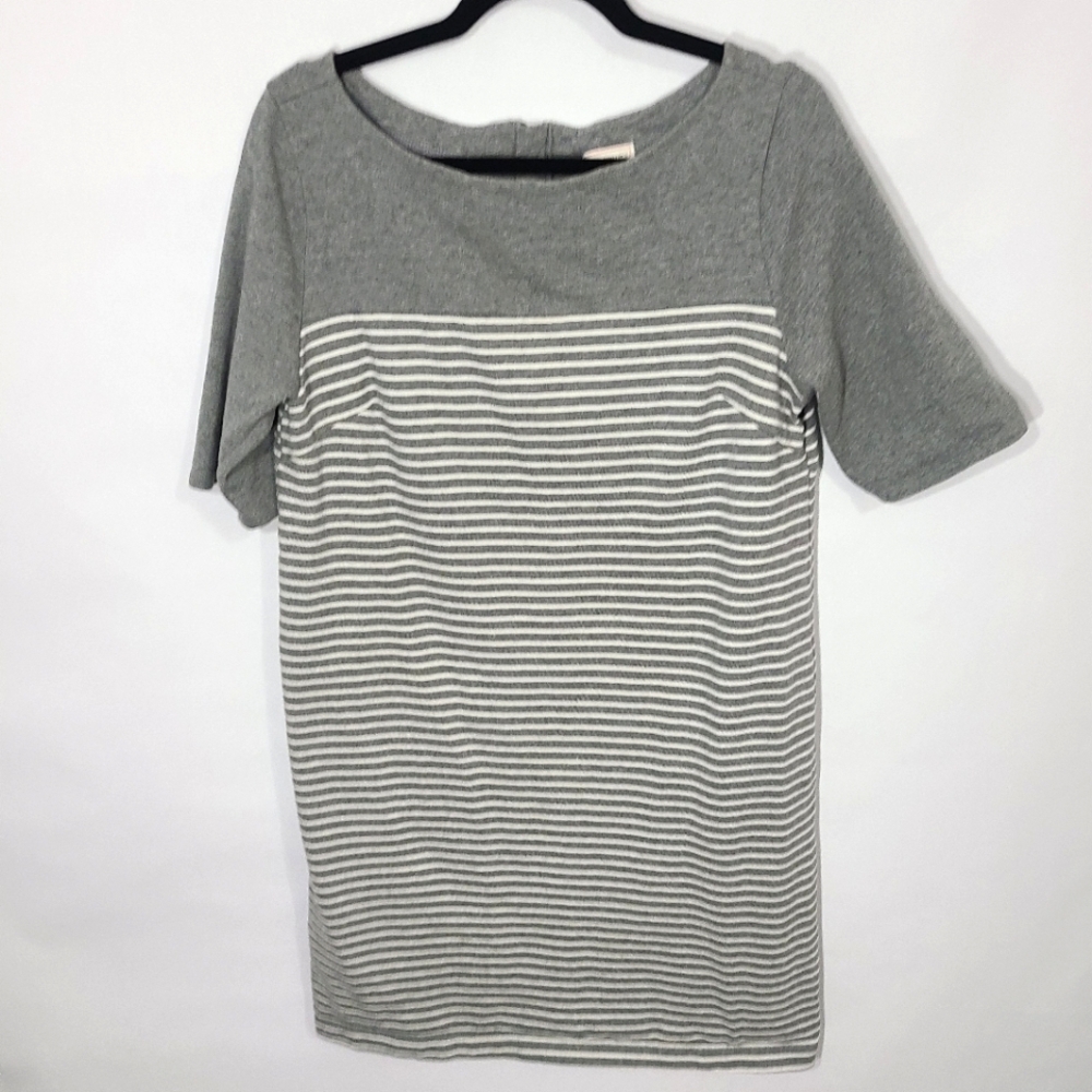 Gap Women's Dress Size Large L Gray and White 1/4 Sleeves